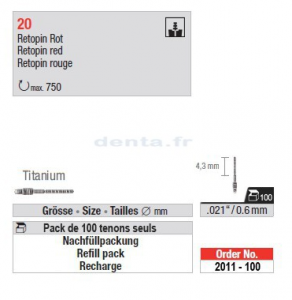 Tenons Retopin Titane .021
